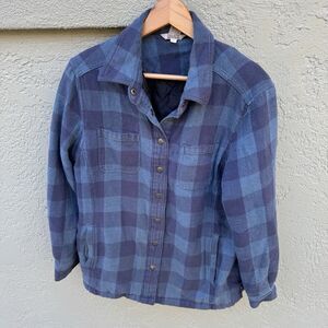 Duluth Trading Mens Coat Jacket Size M Medium Blue Plaid Cotton w Nylon Lining